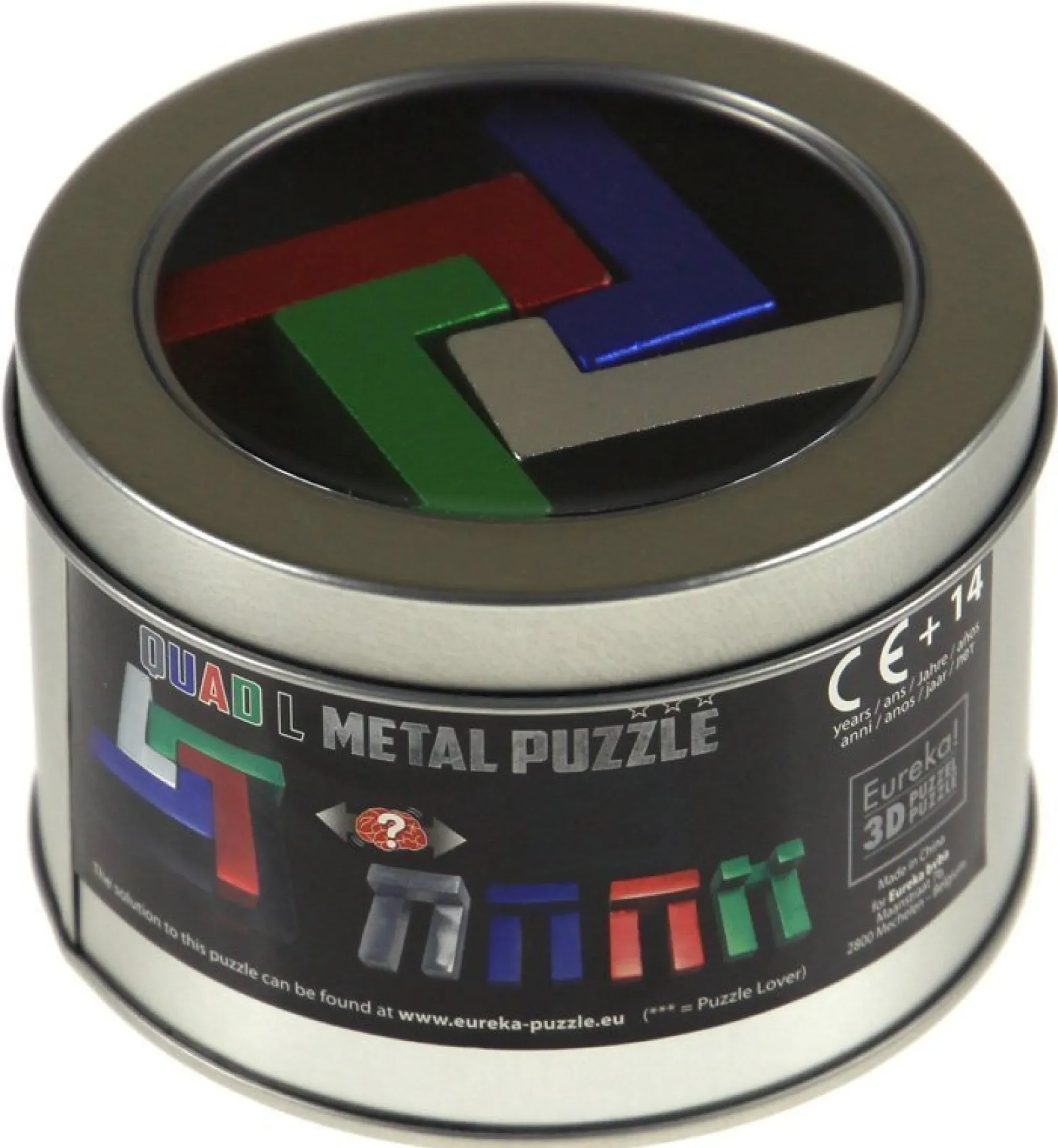 Łamigłówka metalowa w puszce - Quad L (kolorowa) - poziom 3/4