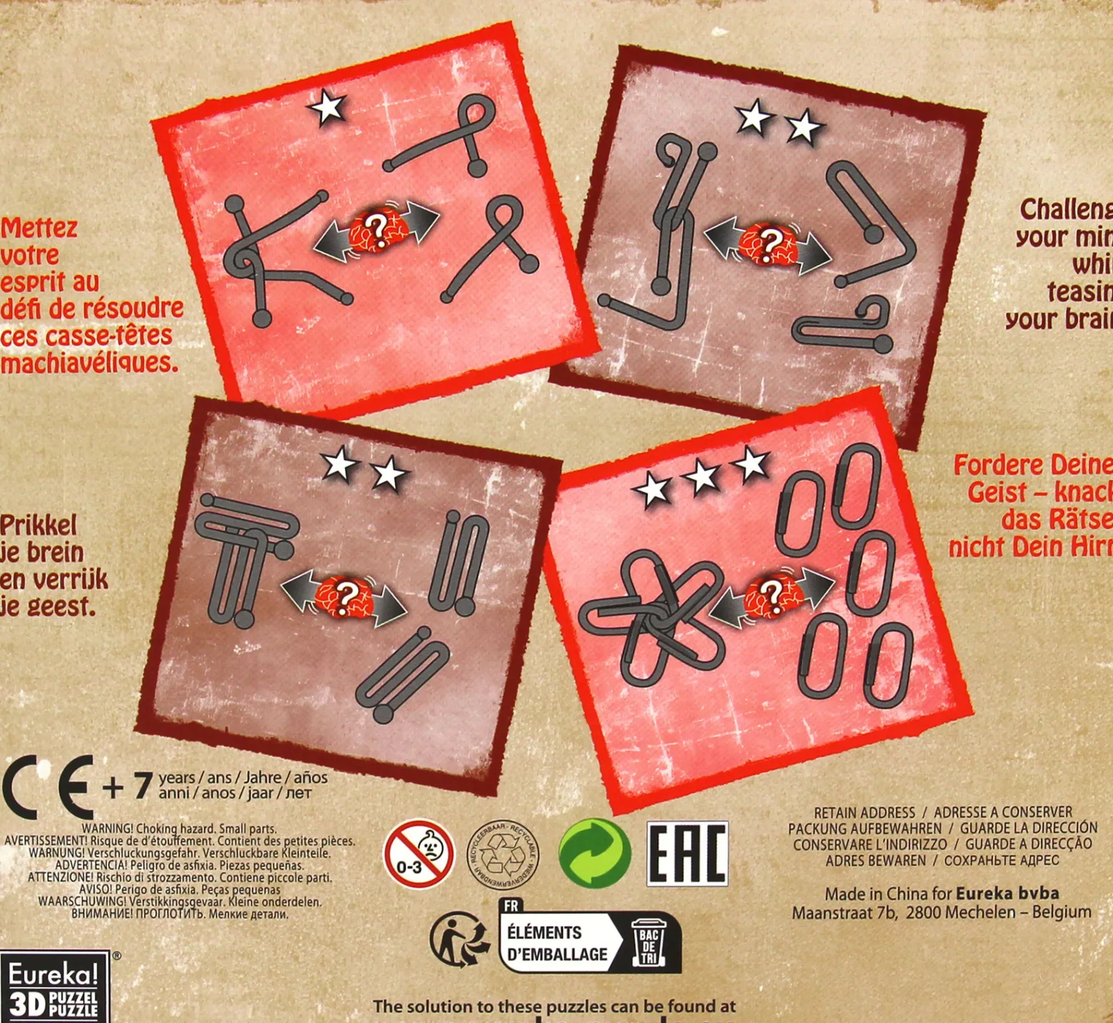 Łamigłówki metalowe 4 szt. BALL PUZZLES - ZESTAW CZERWONY