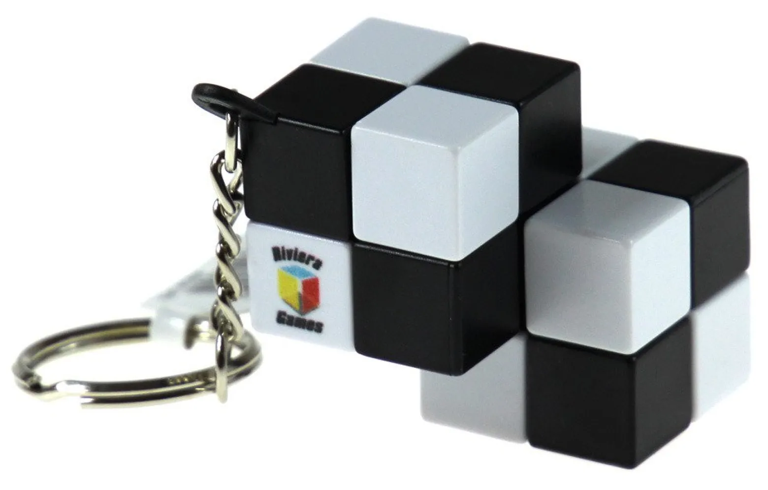 Brelok do kluczy z podwójną czarno-białą kostką 2x2x2 (standard)