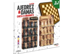 Drewniana plansza do gry + komplet figur i pionków (Szachy / Warcaby 40x40 cm) (094)