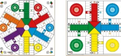 Drewniana plansza do gry + komplet pionków (Chińczyk dla 4 i 6 graczy 40x40 cm) (096)