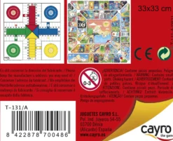 Drewniana plansza do gry + komplet pionków (Chińczyk / Gęś 33x33 cm) (T-131/A)