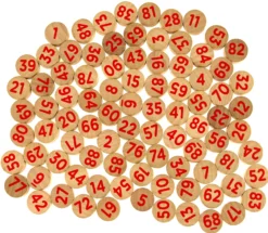 Drewniane numerowane znaczniki do Bingo/Lotto (duże) (F90) XXL - 90 szt.
