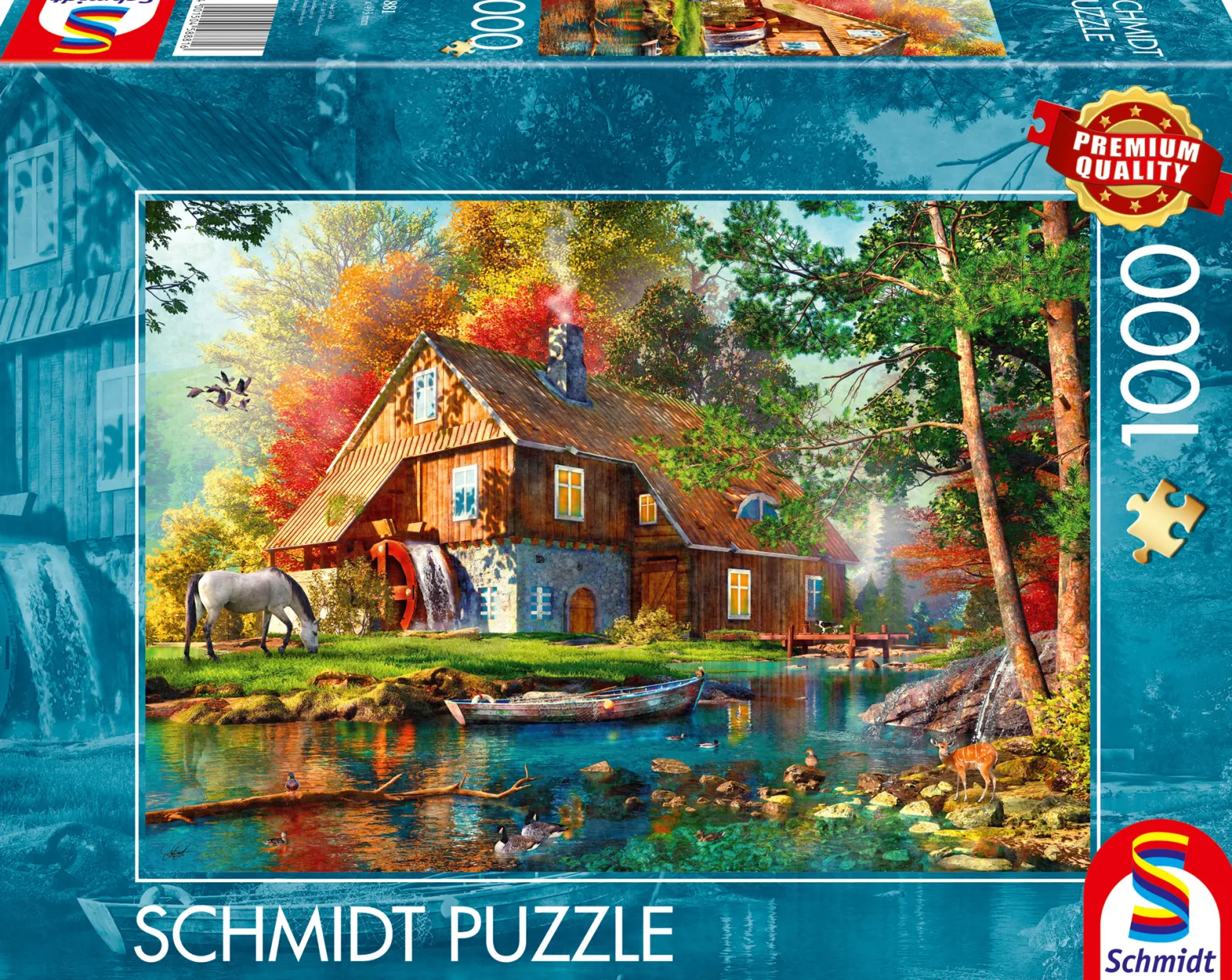 PQ Puzzle 1000 el. Młyn wodny piękną jesienią