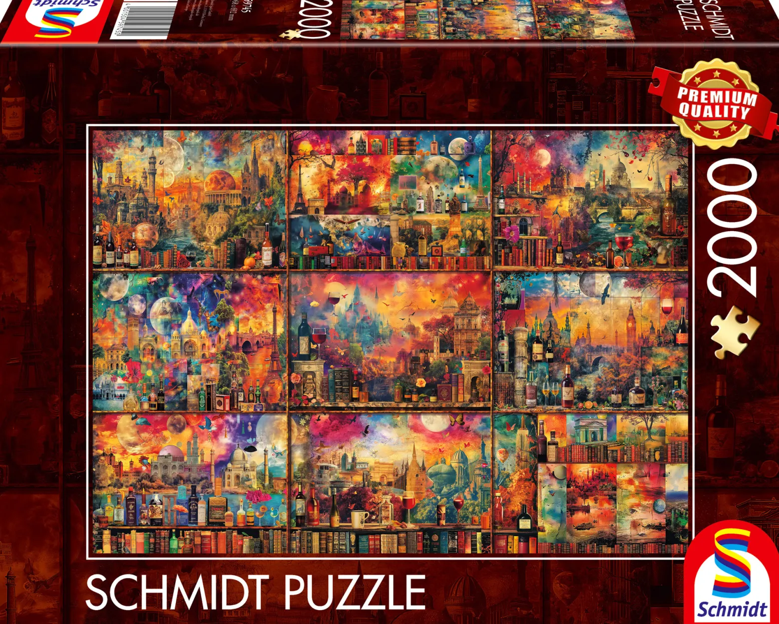 PQ Puzzle 2000 el. Podróże z książką i winem