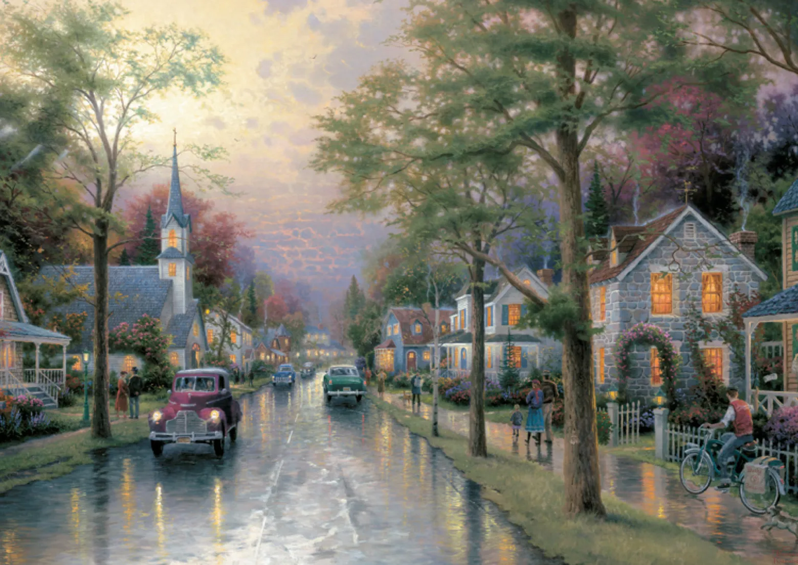 PQ Puzzle 1000 el. THOMAS KINKADE Poranek w rodzinnym mieście