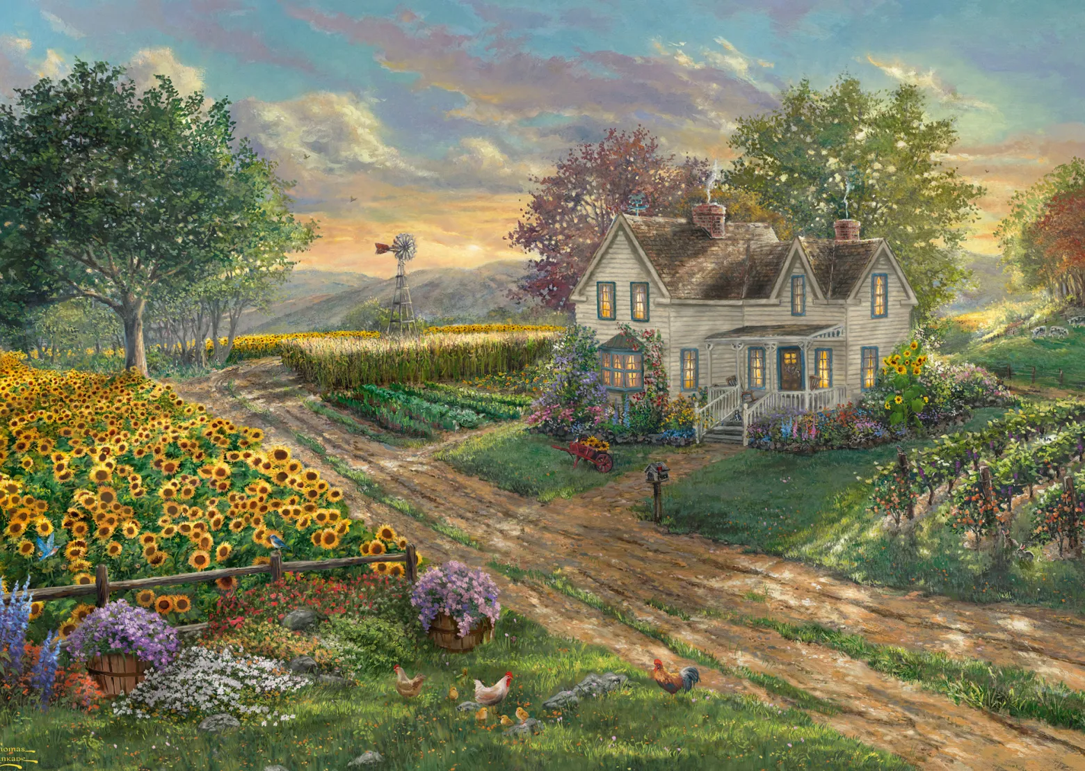 PQ Puzzle 1000 el. THOMAS KINKADE Pole słoneczników