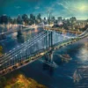 PQ Puzzle 2000 el. THOMAS KINKADE Światło księżyca nad Manhattanem / Nowy Jork / USA