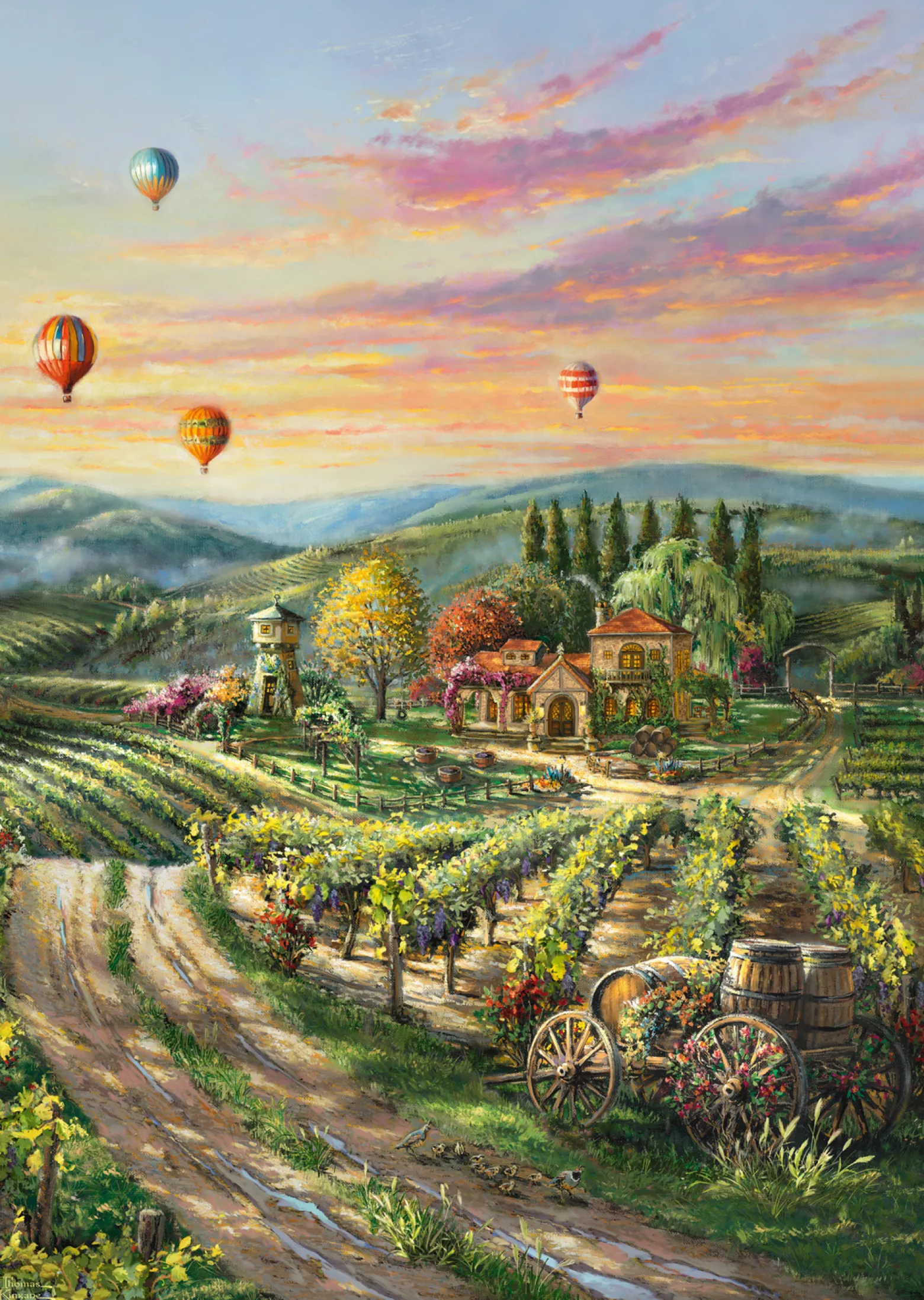 PQ Puzzle 1000 el. THOMAS KINKADE Winnica w dolinie