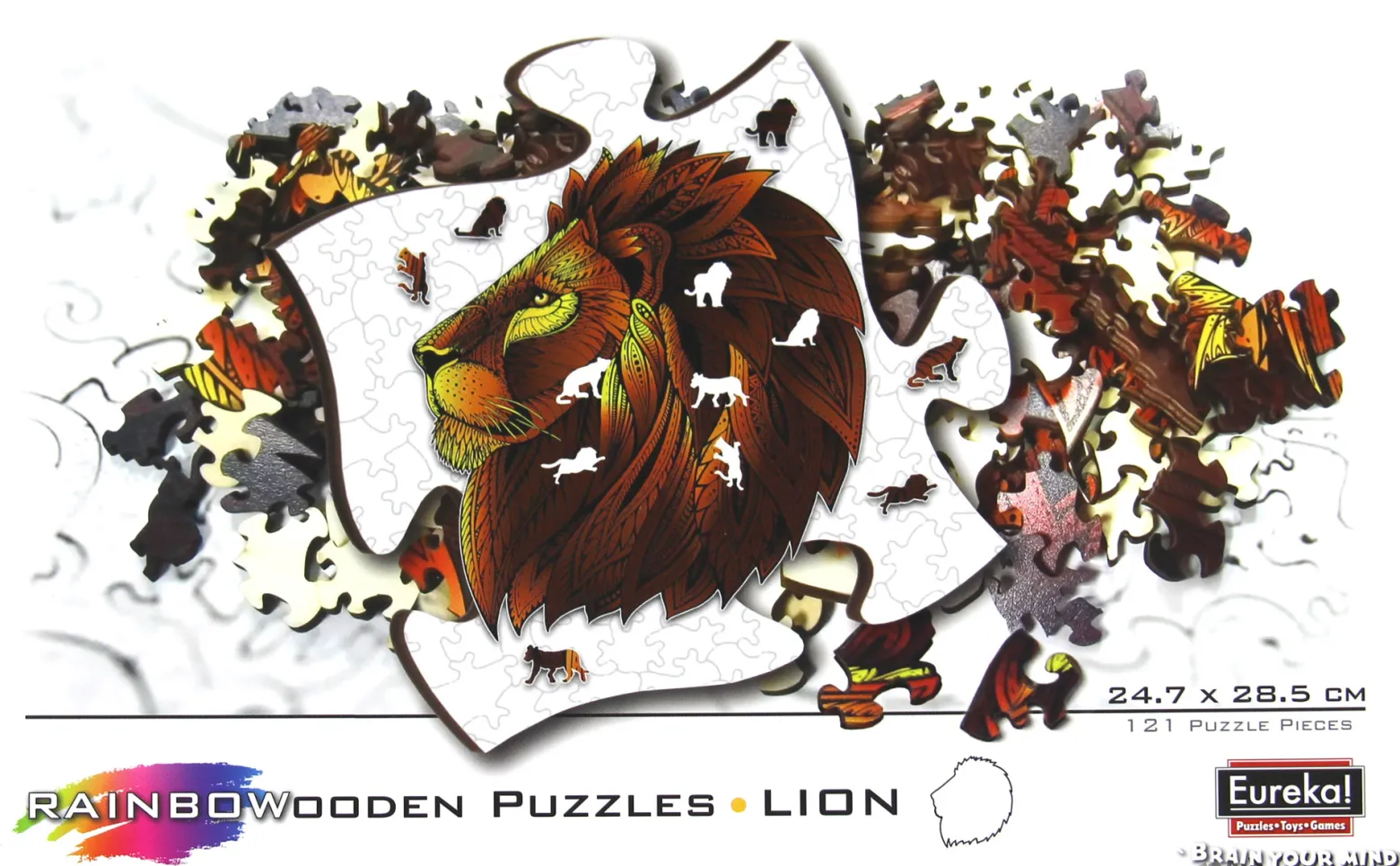 Puzzle drewniane / kolorowe 121 el. - Lew