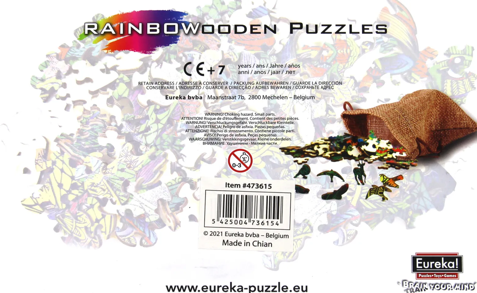 Puzzle drewniane / kolorowe 137 el. - Sowa