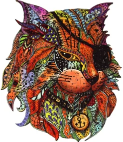 Puzzle drewniane / kolorowe 116 el. - Kot (Pirat)