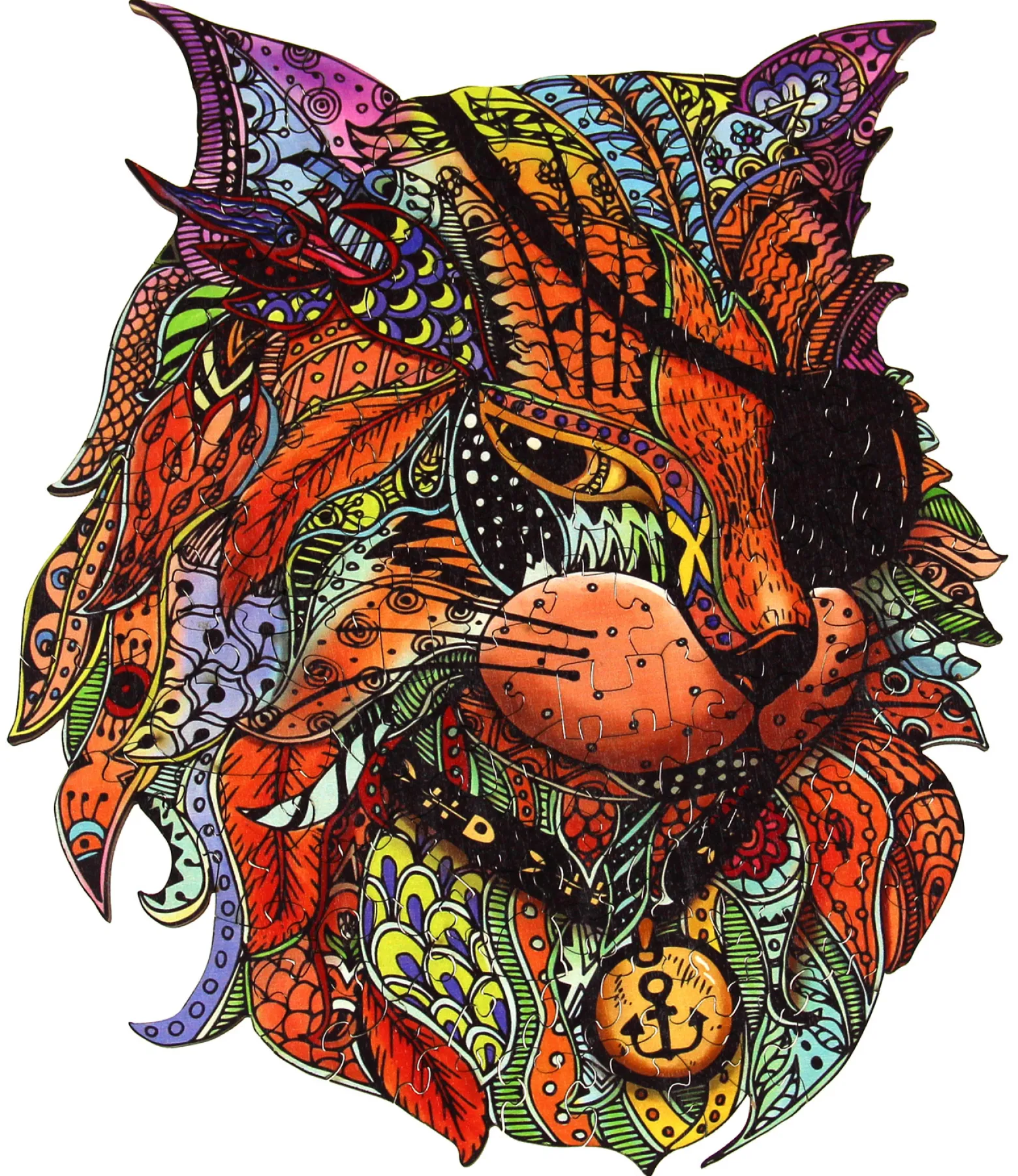 Puzzle drewniane / kolorowe 116 el. - Kot (Pirat)
