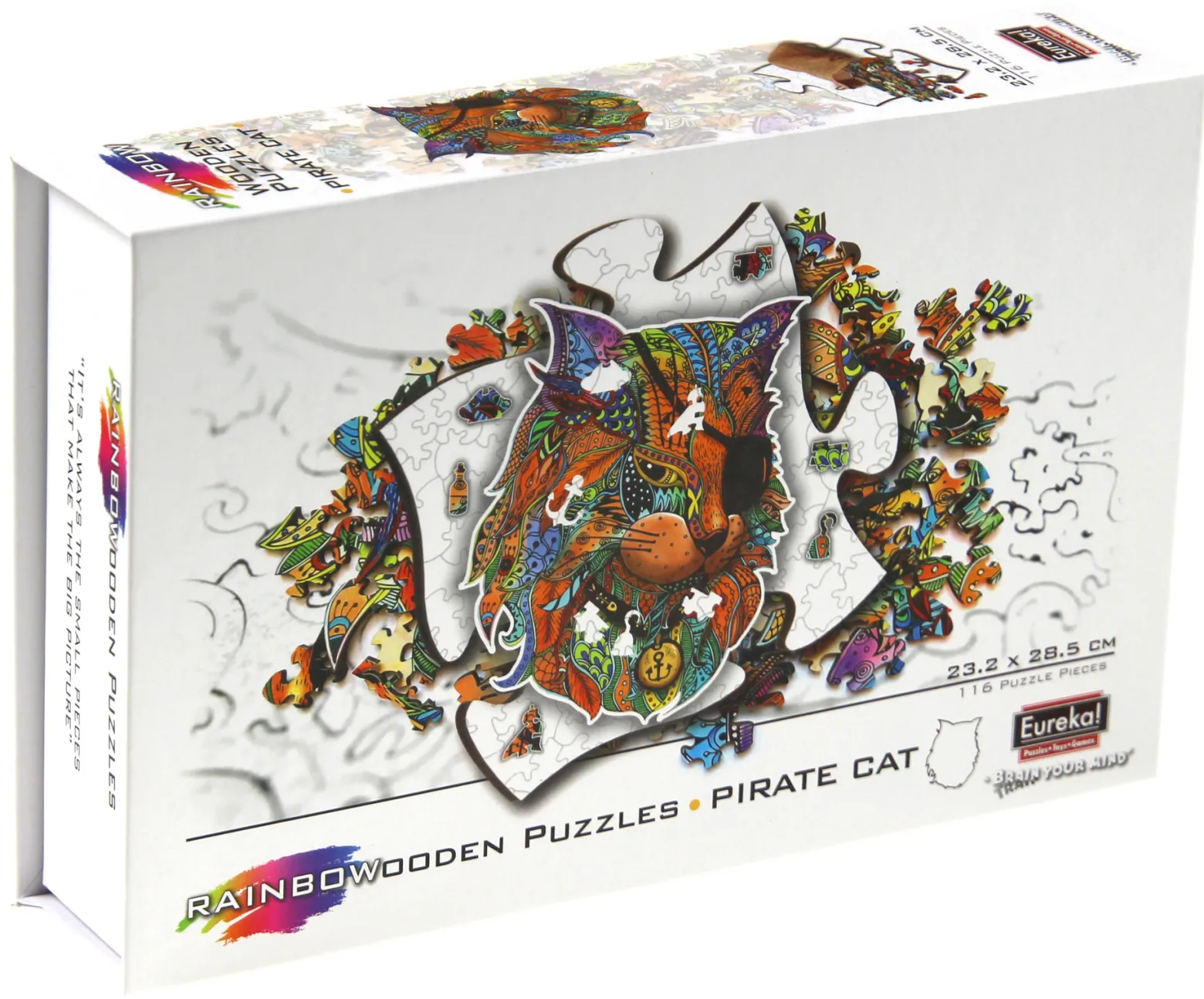 Puzzle drewniane / kolorowe 116 el. - Kot (Pirat)