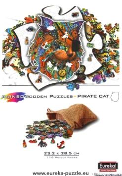 Puzzle drewniane / kolorowe 116 el. - Kot (Pirat)