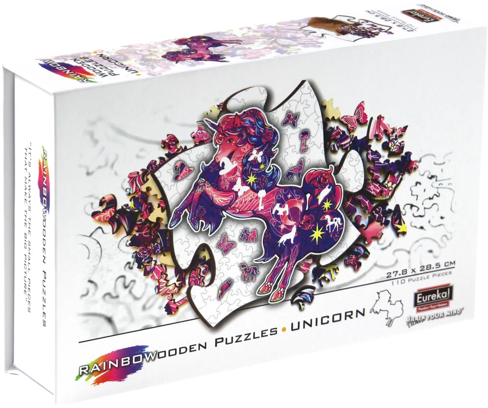 Puzzle drewniane / kolorowe 110 el. - Jednorożec