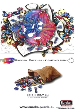 Puzzle drewniane / kolorowe 112 el. - Ryba (Bojownik wspaniały)