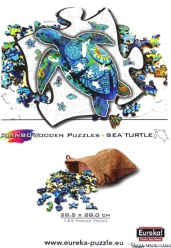 Puzzle drewniane / kolorowe 125 el. - Żółw morski
