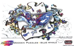 Puzzle drewniane / kolorowe 101 el. - Płetwal błękitny