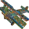 Puzzle drewniane / kolorowe 112 el. - Dwupłatowiec