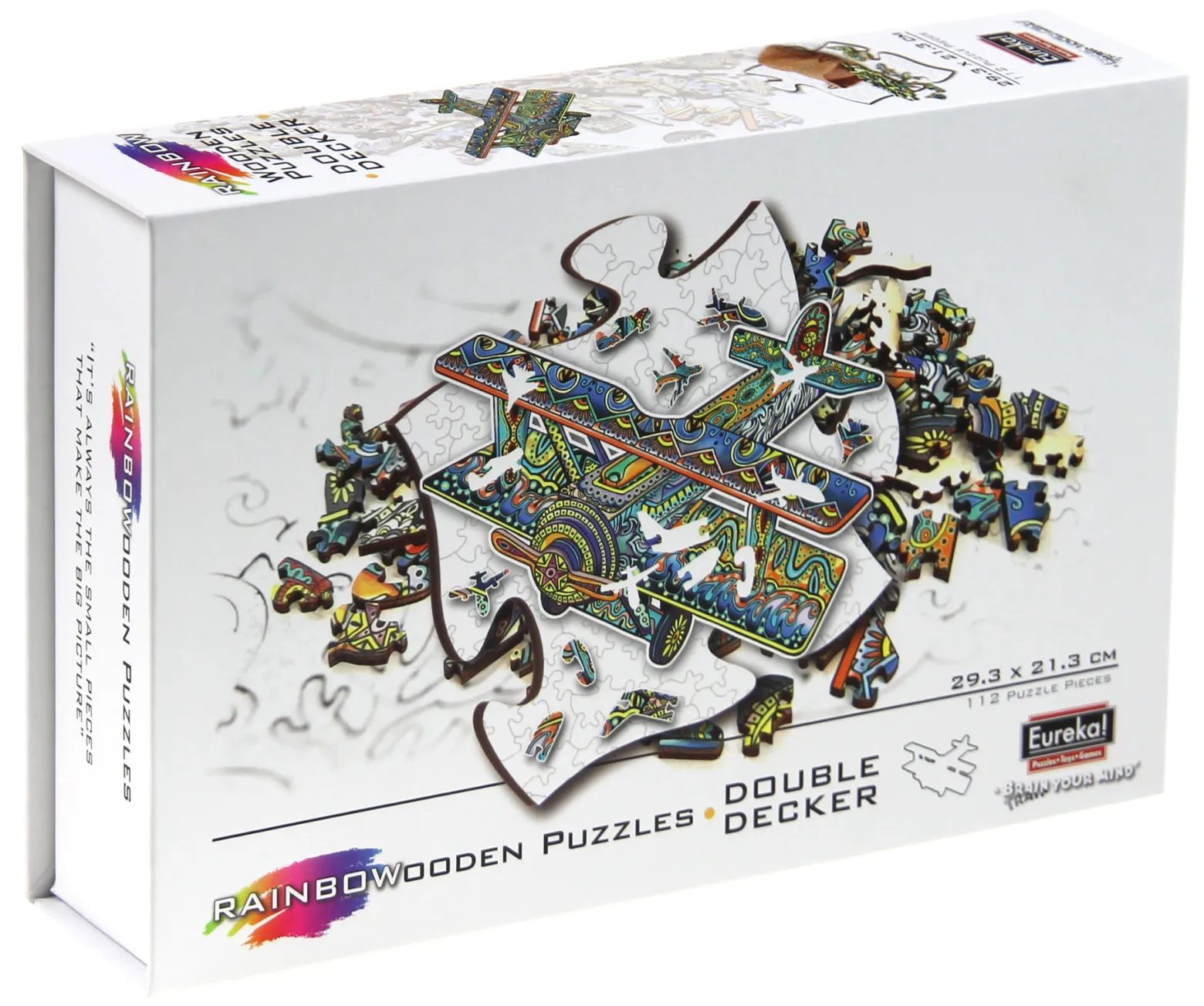 Puzzle drewniane / kolorowe 112 el. - Dwupłatowiec