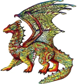 Puzzle drewniane / kolorowe 104 el. - Smok