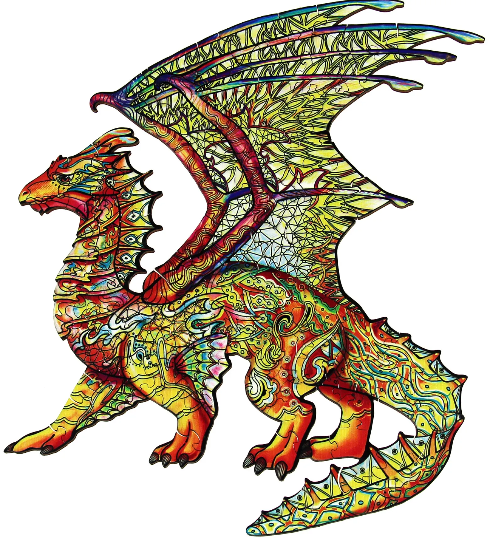 Puzzle drewniane / kolorowe 104 el. - Smok