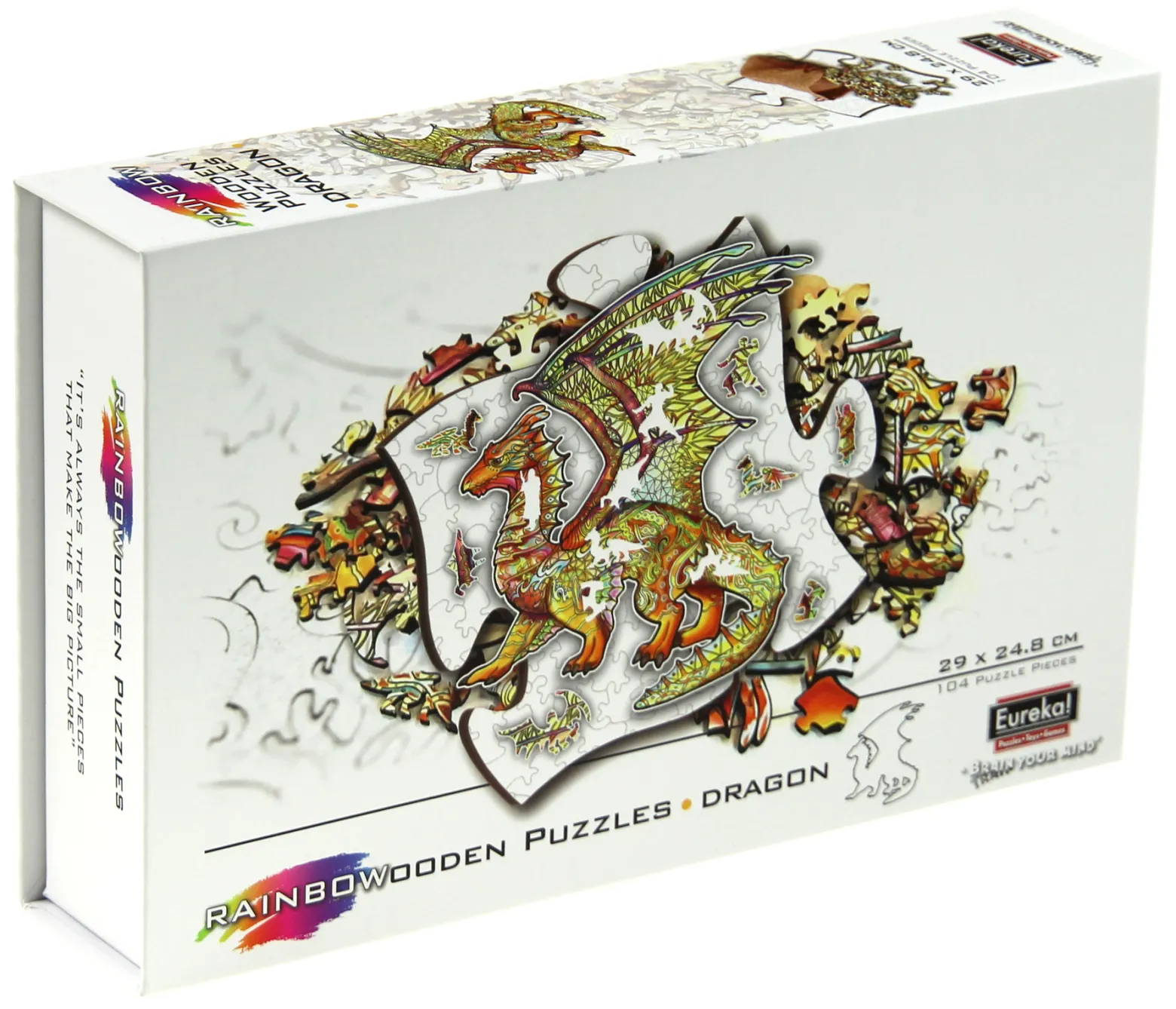 Puzzle drewniane / kolorowe 104 el. - Smok