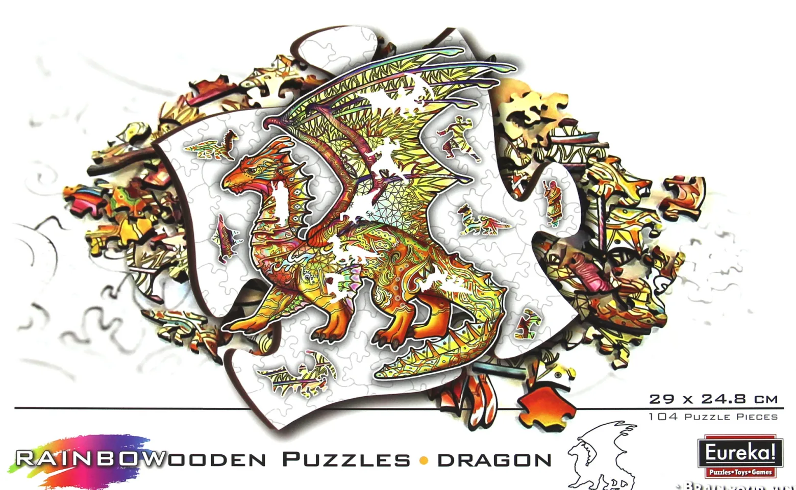 Puzzle drewniane / kolorowe 104 el. - Smok