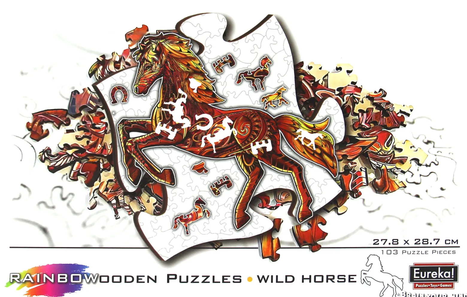 Puzzle drewniane / kolorowe 103 el. - Koń