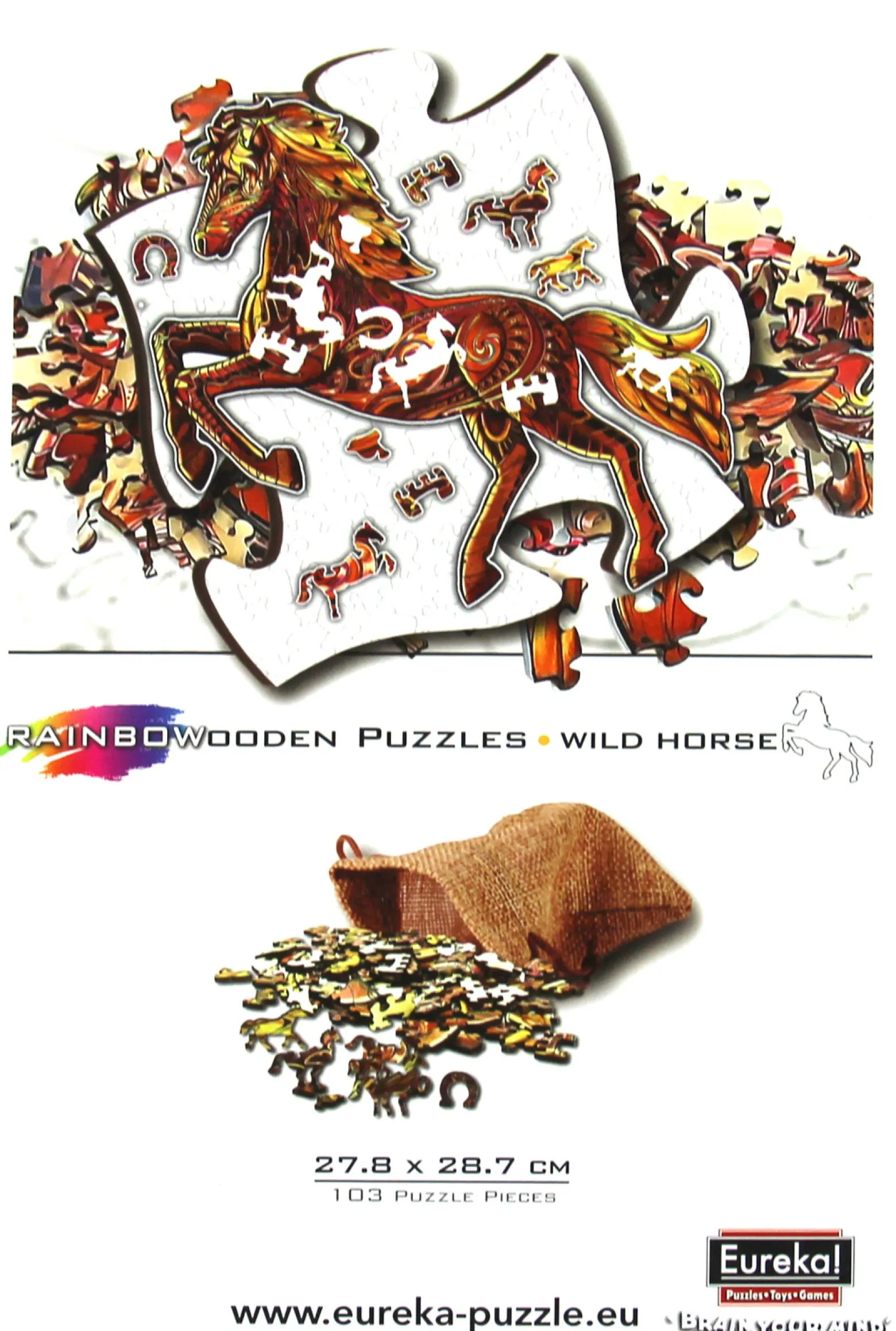 Puzzle drewniane / kolorowe 103 el. - Koń