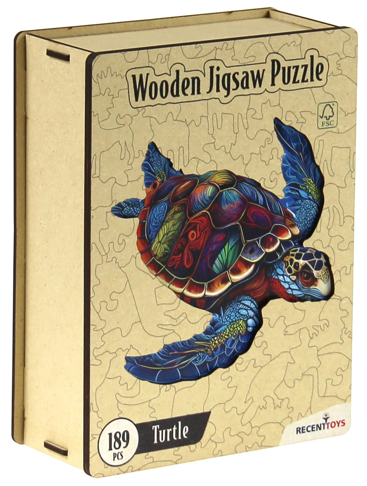 Puzzle drewniane / kolorowe 189 el. - Żółw