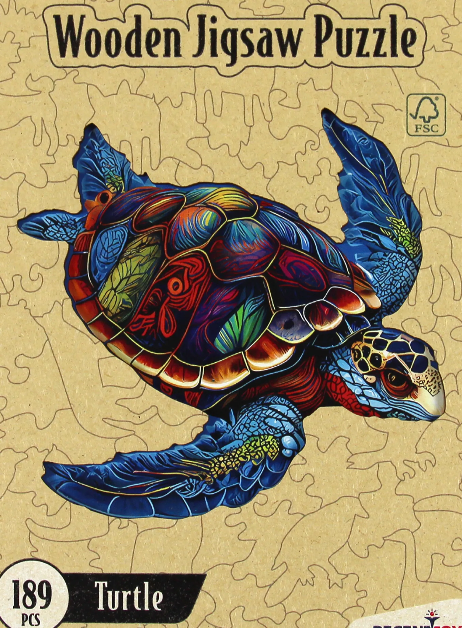 Puzzle drewniane / kolorowe 189 el. - Żółw