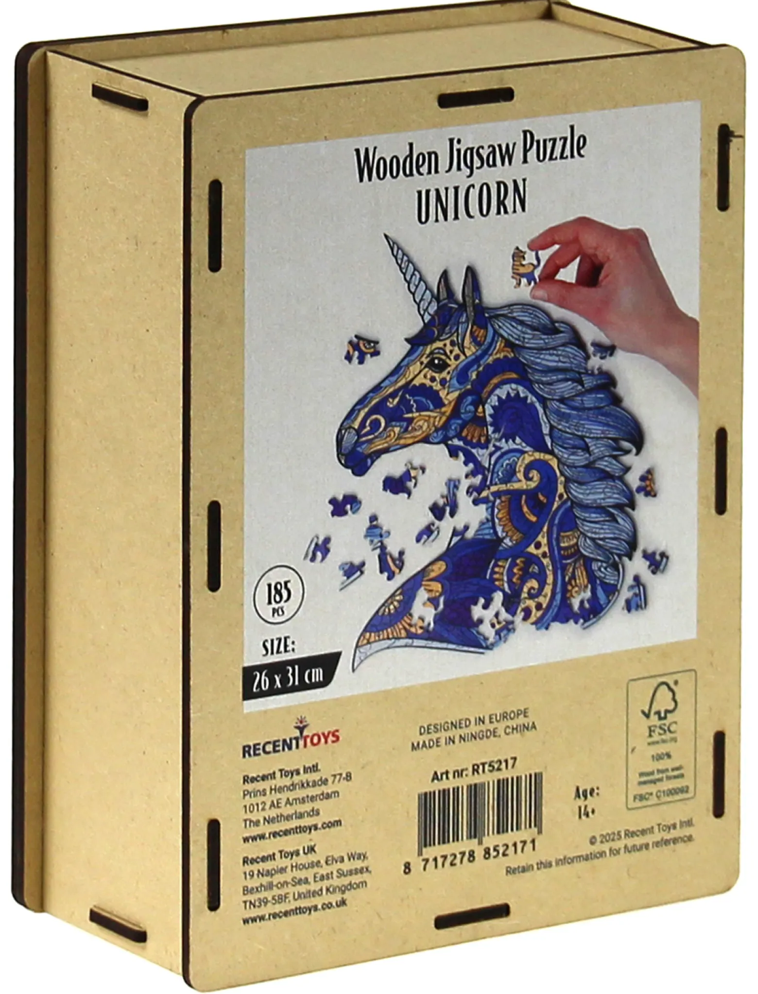 Puzzle drewniane / kolorowe 185 el. - Jednorożec