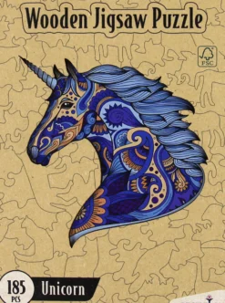 Puzzle drewniane / kolorowe 185 el. - Jednorożec