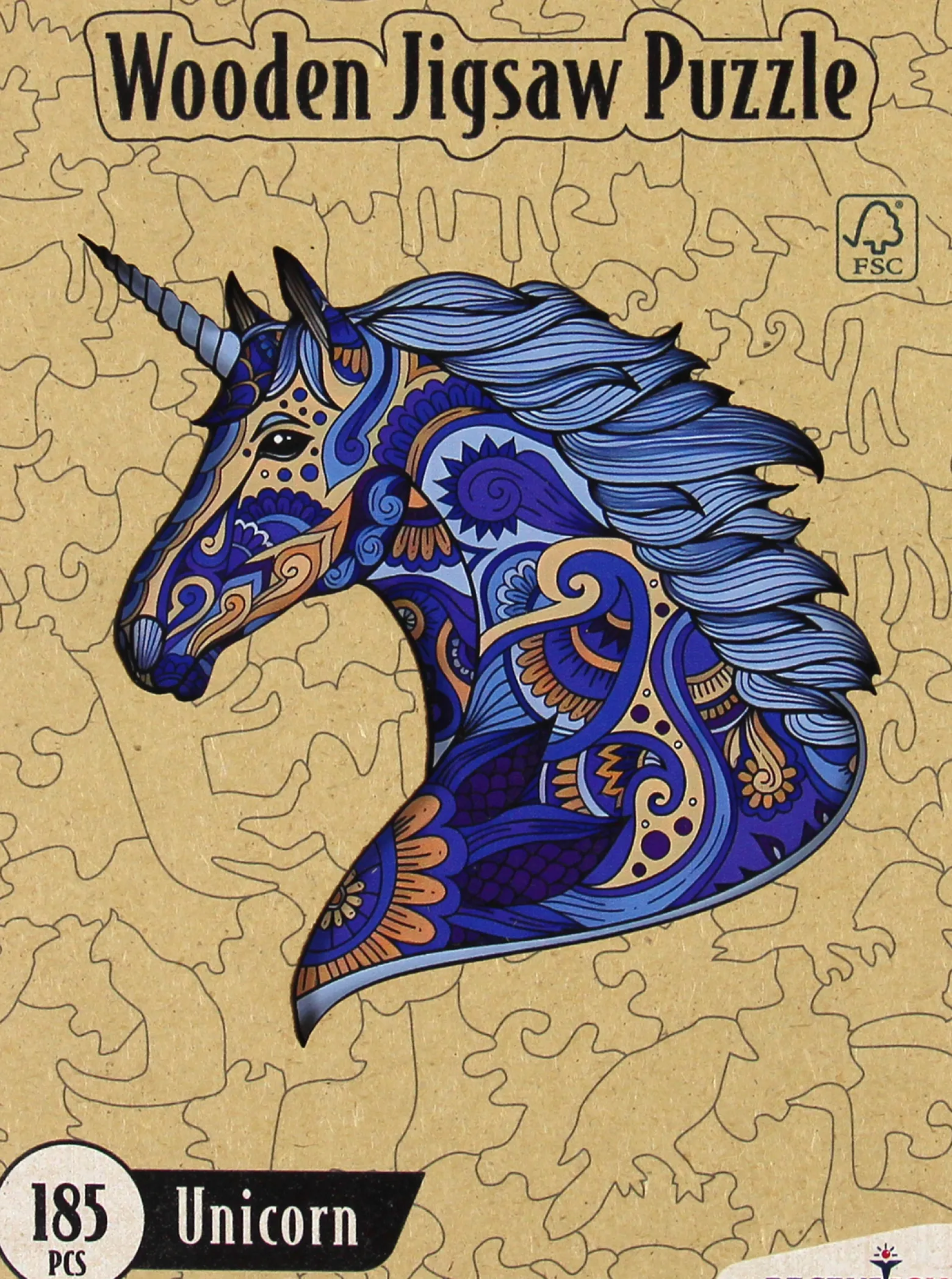Puzzle drewniane / kolorowe 185 el. - Jednorożec