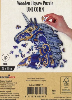 Puzzle drewniane / kolorowe 185 el. - Jednorożec