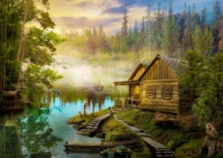 Puzzle 1000 el. Chatka nad jeziorem