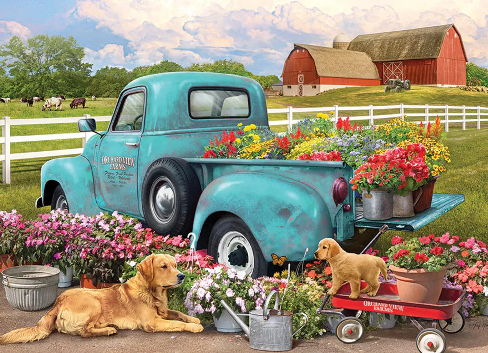 Puzzle 1000 el. Ciężarówka z kwiatami