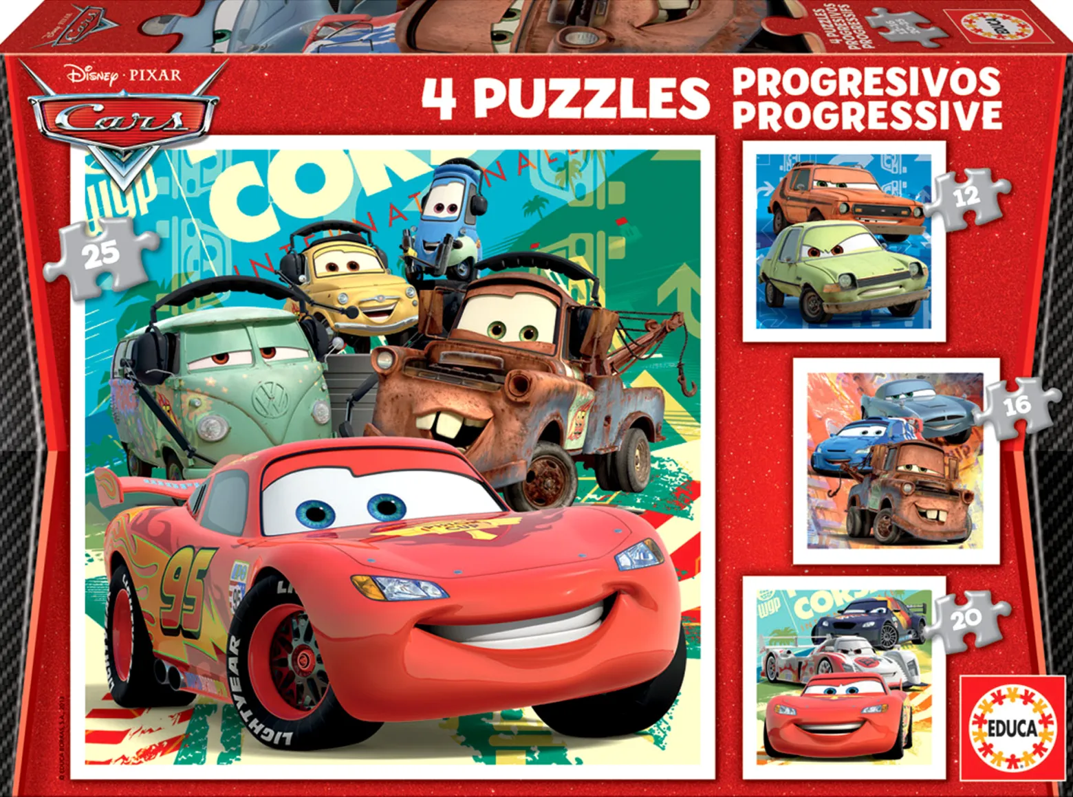 Puzzle 12 el. + 16 el. + 20 el. + 25 el. Auta
