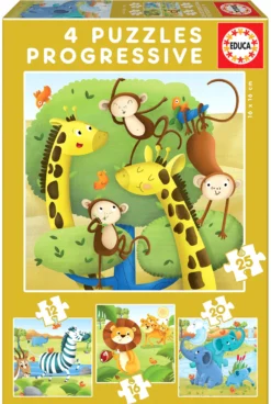 Puzzle 12 el. + 16 el. + 20 el. + 25 el. Dzikie zwierzęta