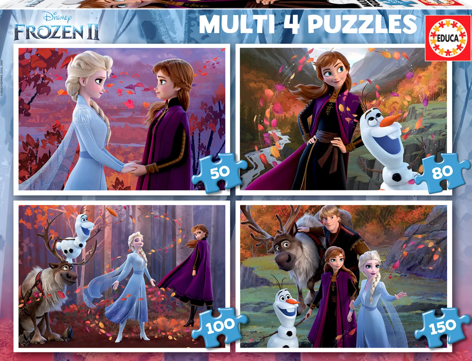Puzzle 50 el. + 80 el. + 100 el. + 150 el. Kraina Lodu II