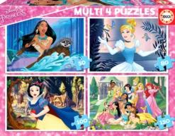 Puzzle 50 el. + 80 el. + 100 el. + 150 el. Księżniczki z bajek Disneya