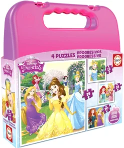 Puzzle 12 el. + 16 el. + 20 el. + 25 el. Księżniczki z bajek Disneya (walizka)