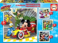 Puzzle 12 el. + 16 el. + 20 el. + 25 el. Myszka Miki i raźni rajdowcy