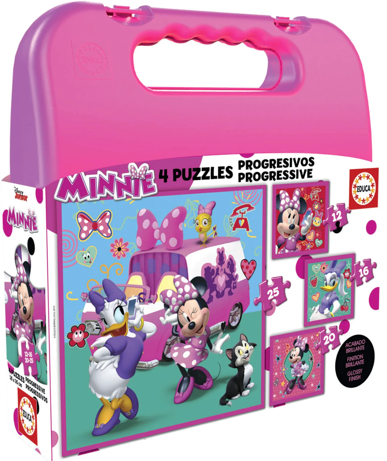 Puzzle 12 el. + 16 el. + 20 el. + 25 el. Myszka Minnie / Daisy (walizka)