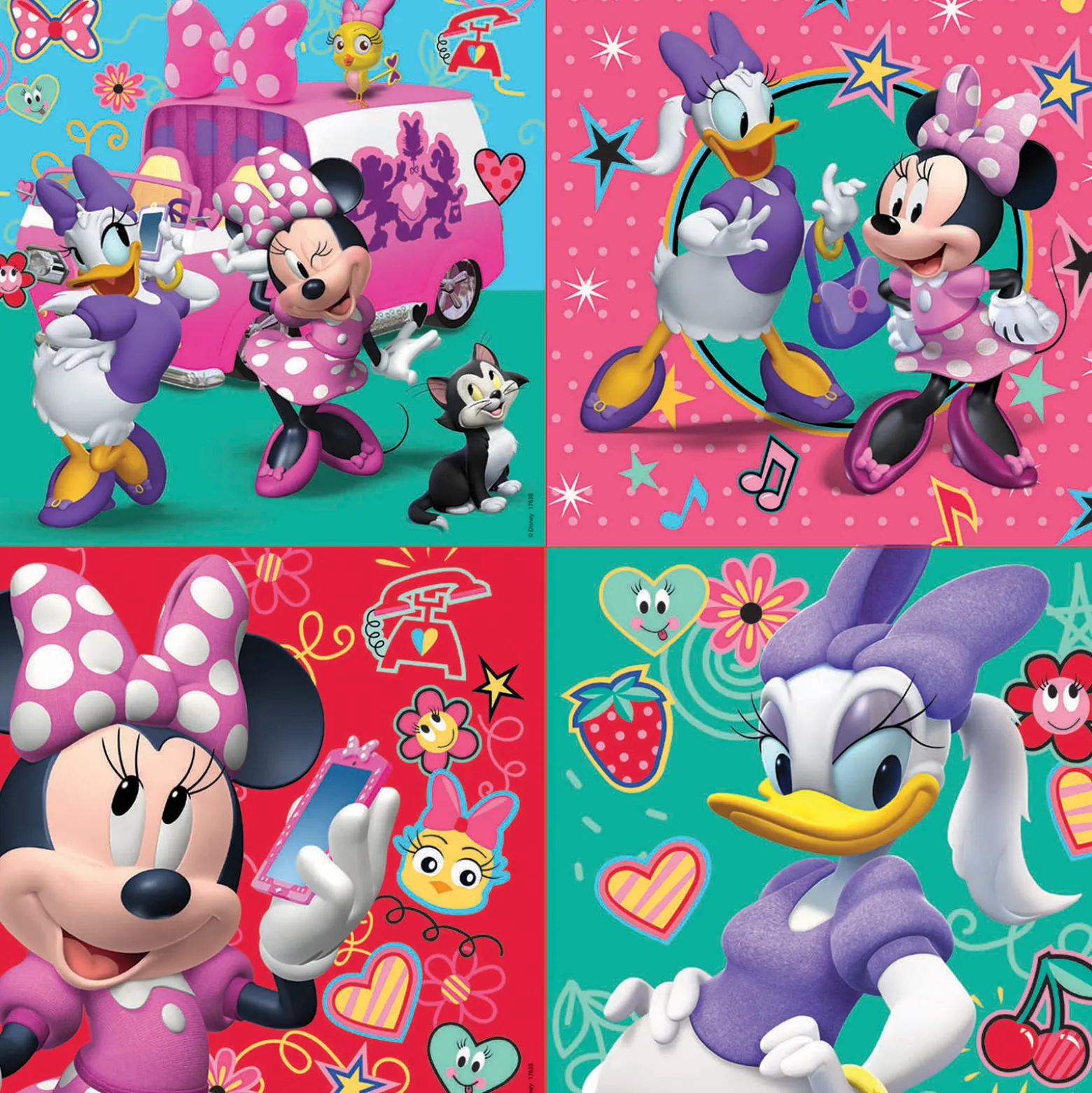 Puzzle 12 el. + 16 el. + 20 el. + 25 el. Myszka Minnie / Daisy (walizka)