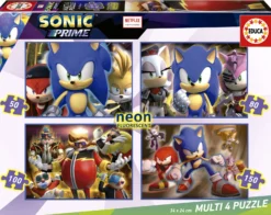 Puzzle 50 el. + 80 el. + 100 el. + 150 el. Sonic Prime (fluorescencyjne)