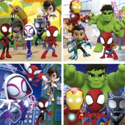 Puzzle 6 el. + 9 el. + 12 el. + 16 el. Spidey i Super-Kumple (walizka)