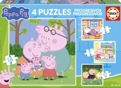 Puzzle 6 el. + 9 el. + 12 el. + 16 el. Świnka Peppa
